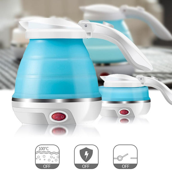 Compact silicone electric kettle with easy-to-read water level markings.